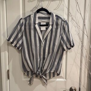 Baldwin Gray and White Striped Blouse
